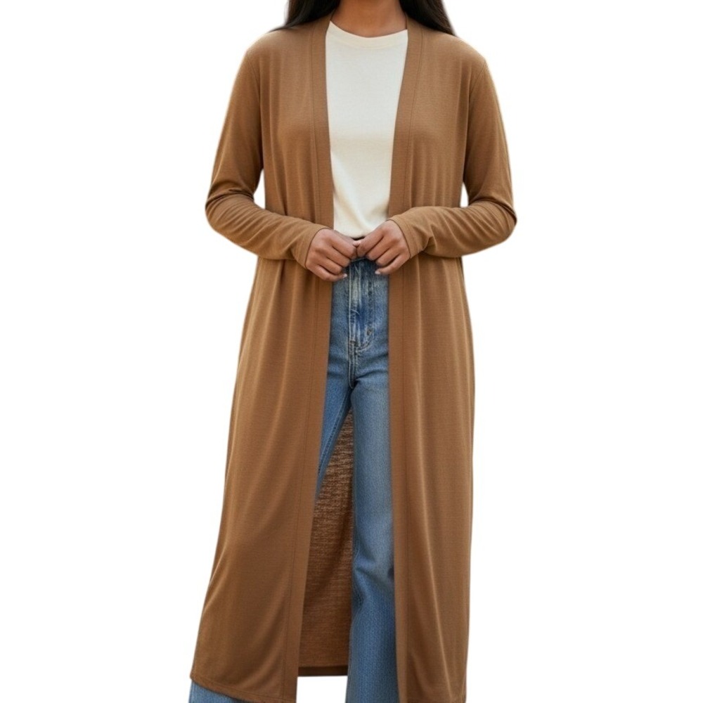 EXPRESS Gorgeous Caramel‎ Modal Open Front Long Cardigan NWT $70 Size XS